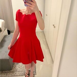 love...ady Scalloped Red Mini Dress